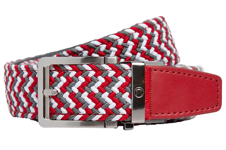 Braided Scarlet & Grey Golf Belt
